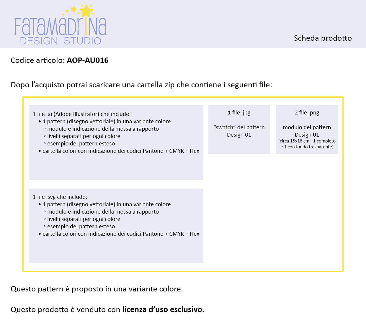 Pattern AOP-AU016 Scheda prodotto