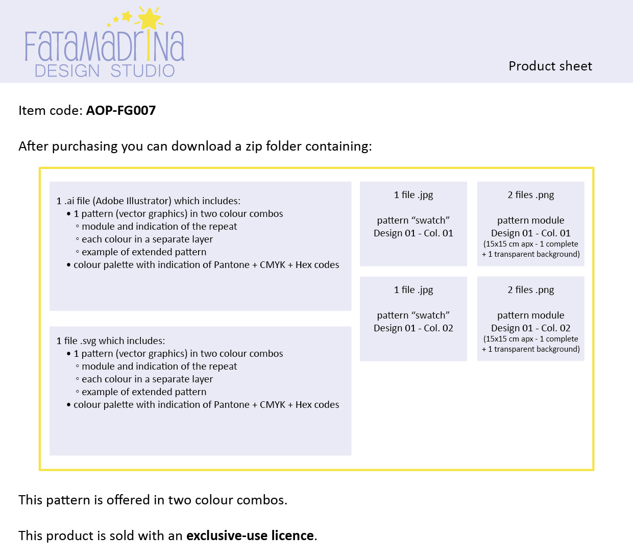 Product sheet of item AOP-FG007