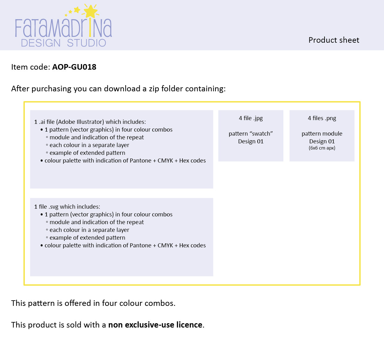 Product sheet of item AOP-GU018