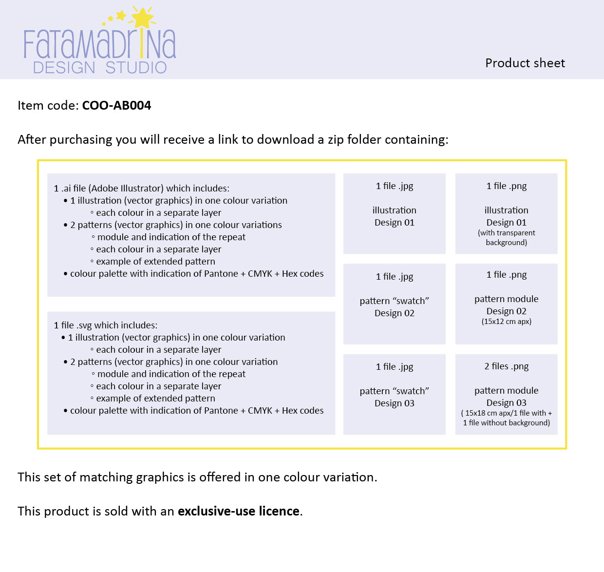 Product sheet of item COO-AB004