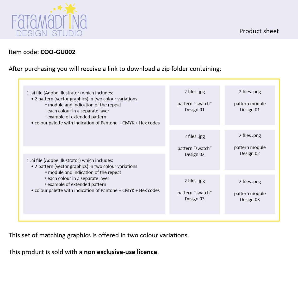 Product sheet of item COO-GU002