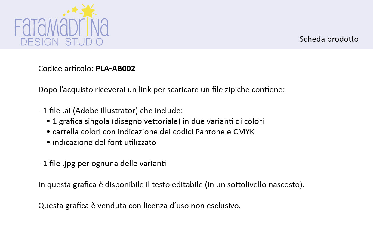Scheda prodotto della grafica PLA-AB002