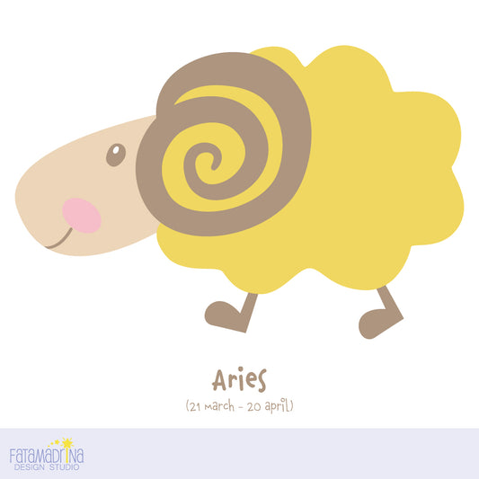 Illustrazione segno zodiacale Ariete tenera per bambini