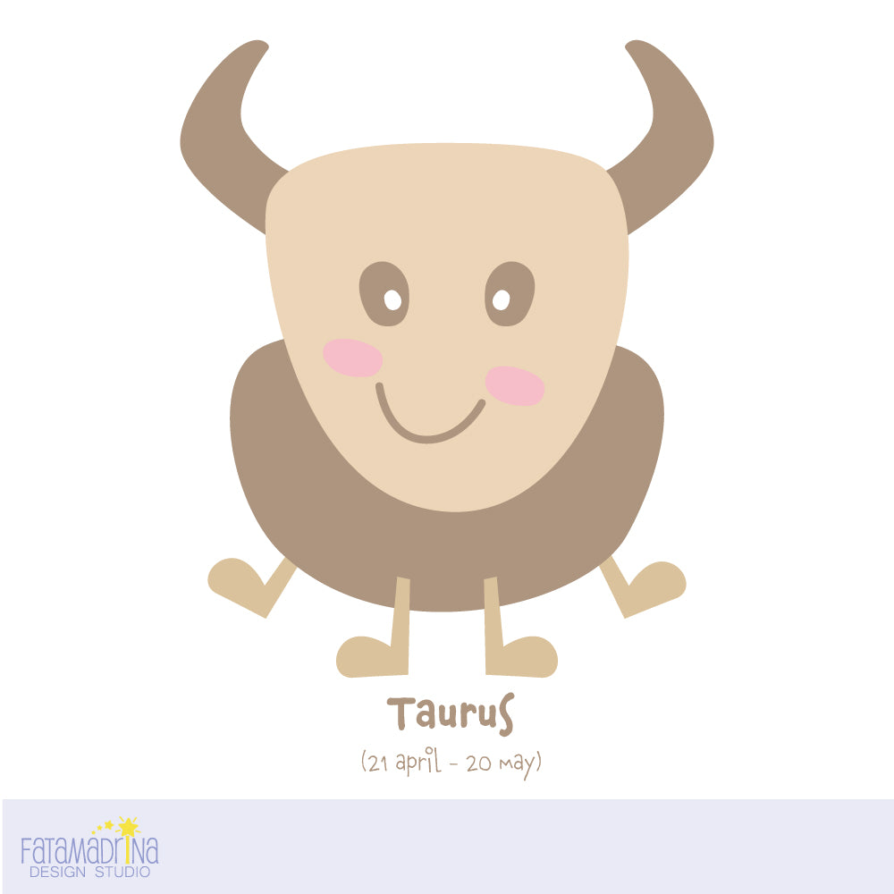 Illustrazione segno zodiacale Toro tenera per bambini
