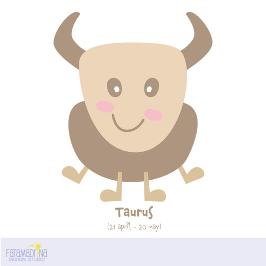 Illustrazione segno zodiacale Toro tenera per bambini