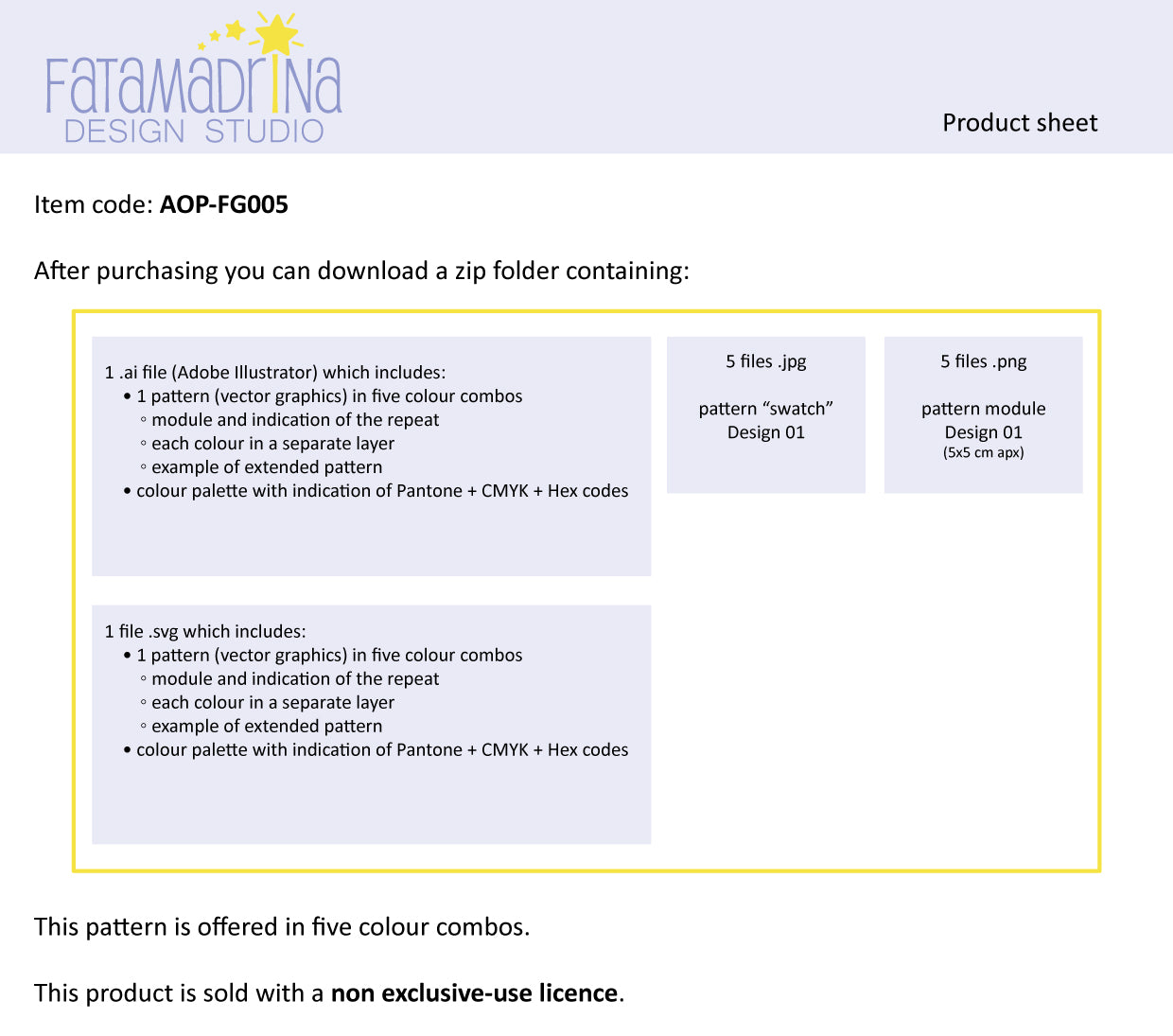 Pattern AOP-FG005 Product sheet