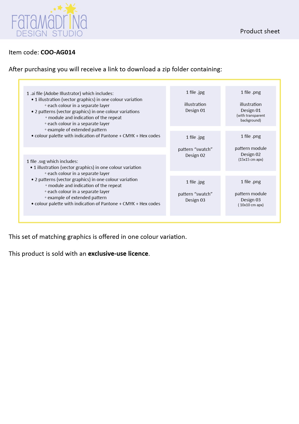 Product sheet of item COO-AG014