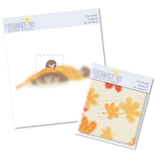 Matching graphics - Hedgehogs family and leaves