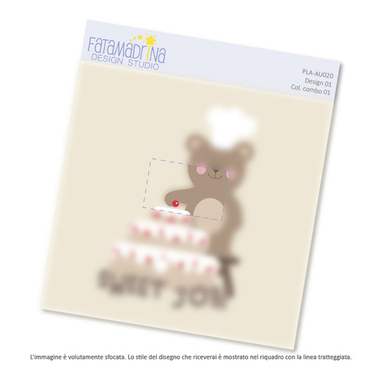 Illustration - Teddy bear making a cake